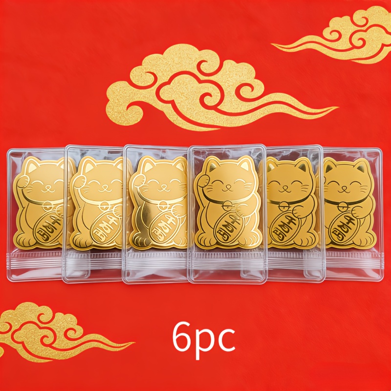 Tablet Tech Accessories - 6 Gold Lucky Cat Stickers -