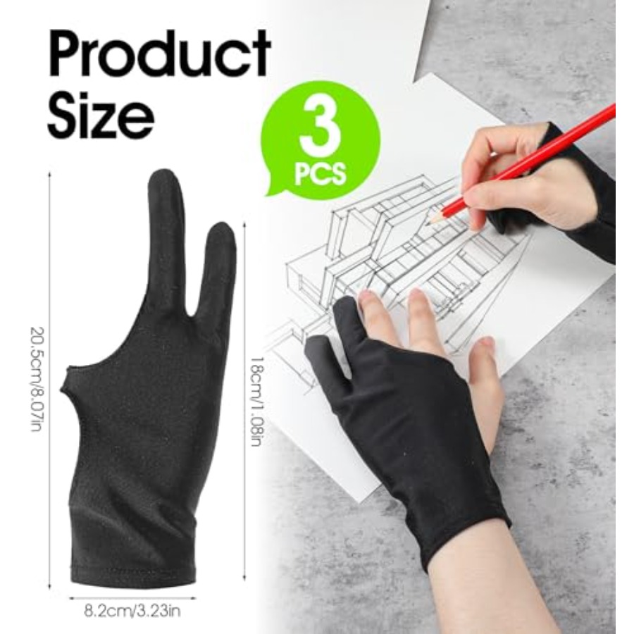 3 Pcs Artist Glove, Black Draw - Drawing Glove Artist のレビューと価格