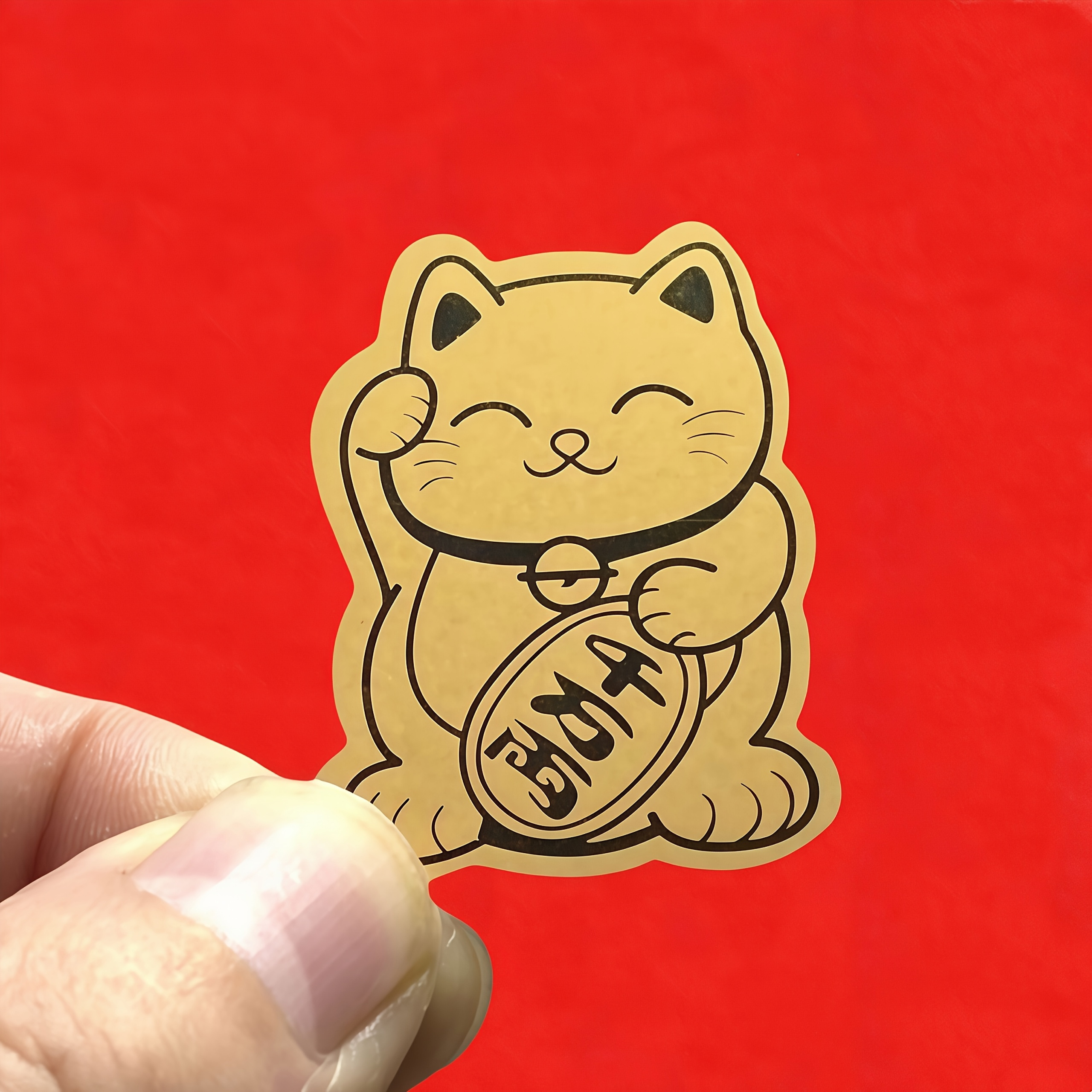 6 Gold Lucky Cat Stickers - De - Tablet Tech Accessories のレビューと価格